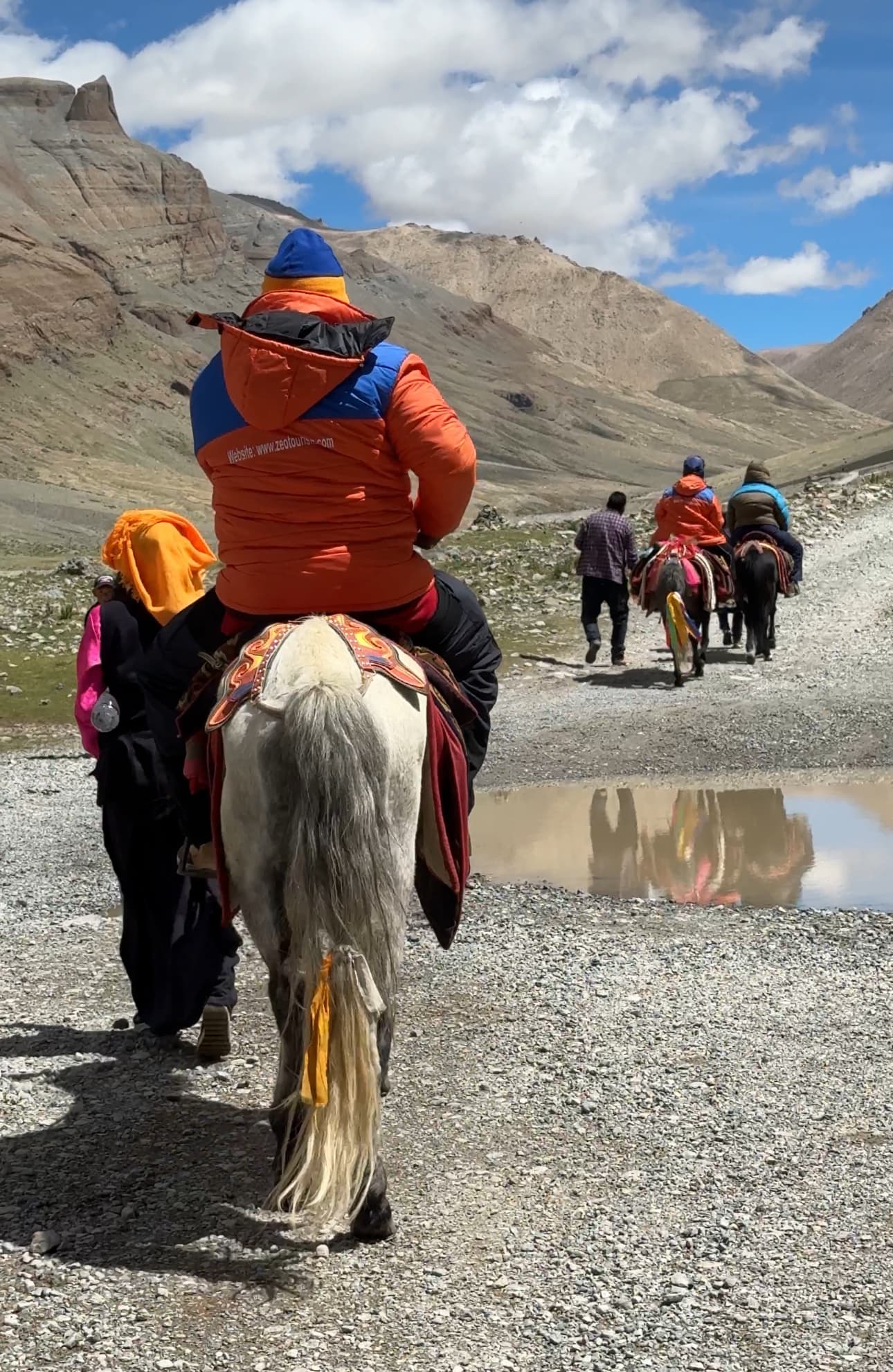 Pilgrims on horseback along the Kailash kora route